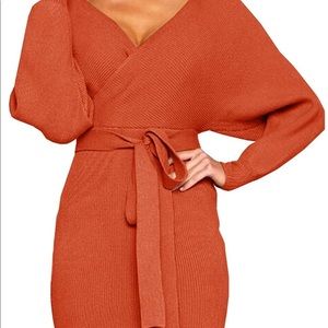 Orange sweater dress